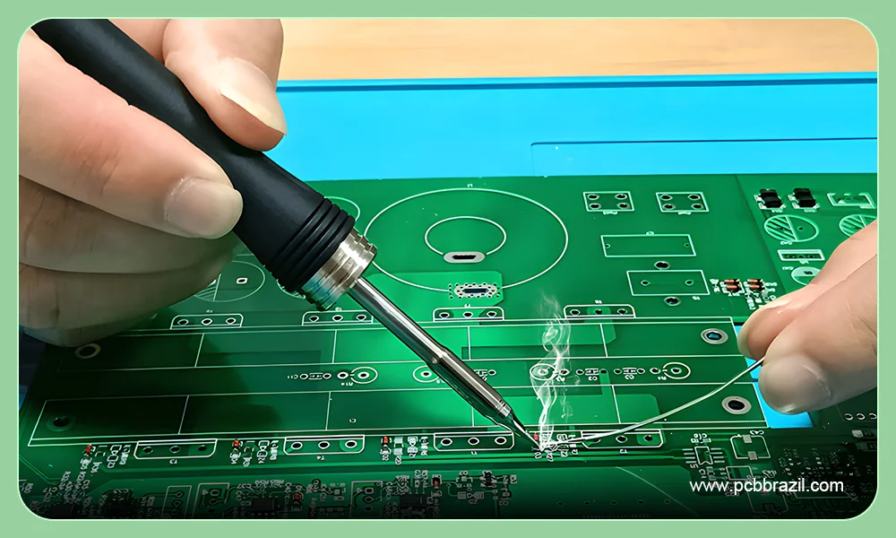 Soldagem SMD manual com um ferro de solda
